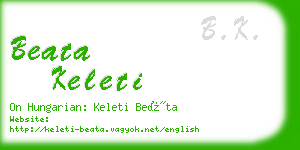 beata keleti business card